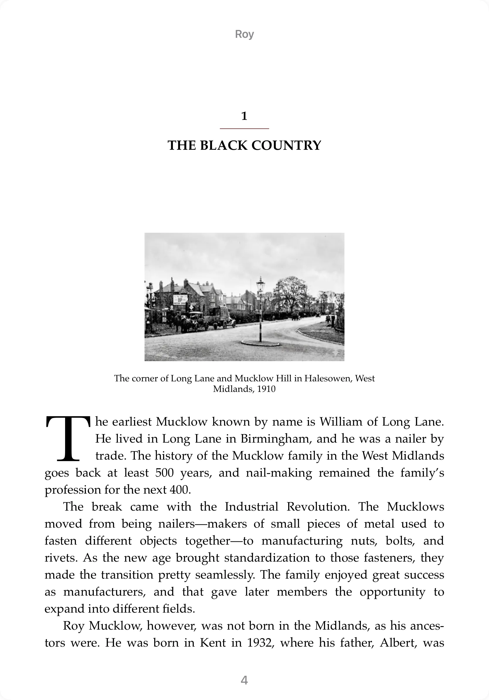 A printed page from Roy's biography